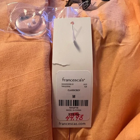 Francesca’s Lined Tangerine Blazer - Picture 12 of 15